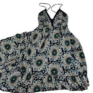 Lara Ethnics Boho Hippie Floral Lightweight Tiered Maxi Dress Women's Size S/M